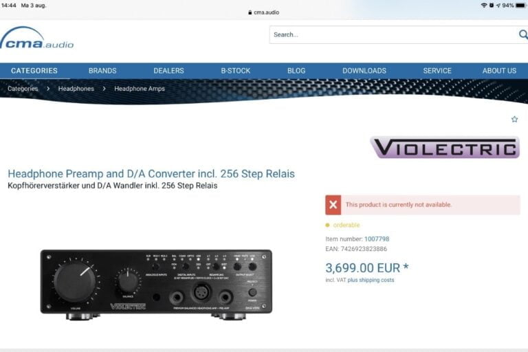Violectric DHA V590 DAC, pre- and headphone amplifier