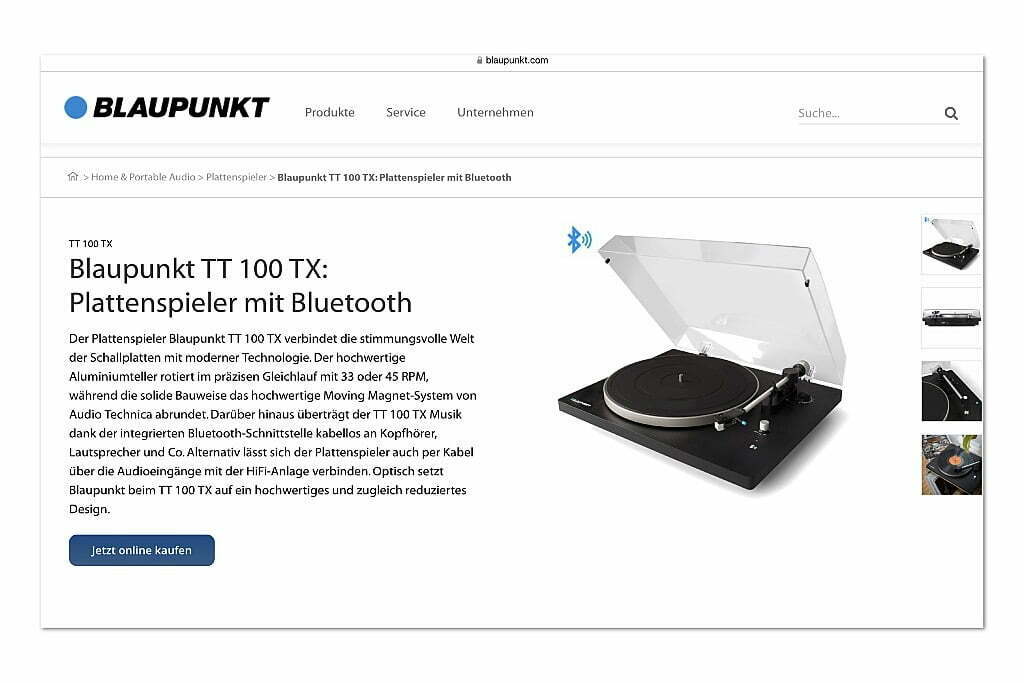 Blaupunkt TT 100 TX Bluetooth record player