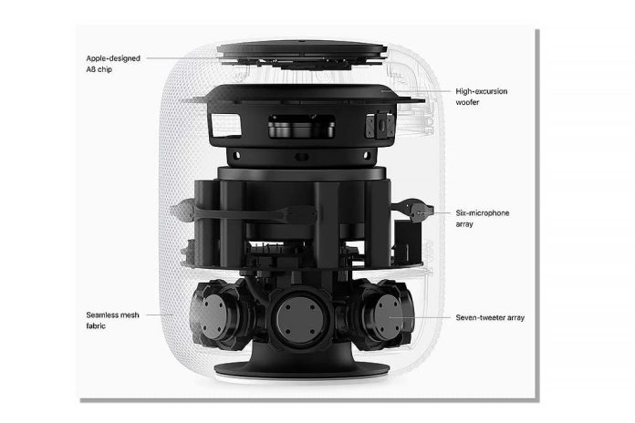 Apple Een opengewerkte HomePod van Apple, zoals te vinden op de site van de fabrikant.