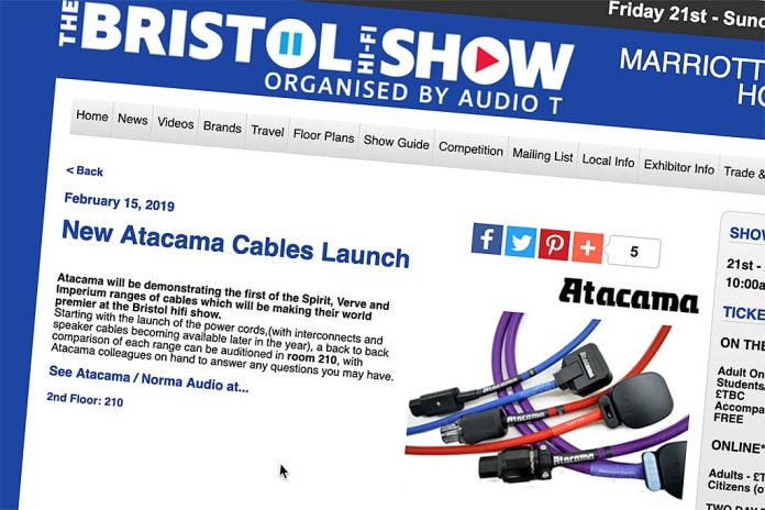 Atacama De nieuwe kabels van Atacama werden gepresenteerd op de Bristol Hifi Show vorige maand