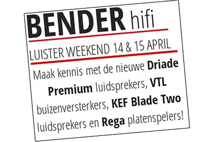 Bender Bender Hifi organiseert luistershow