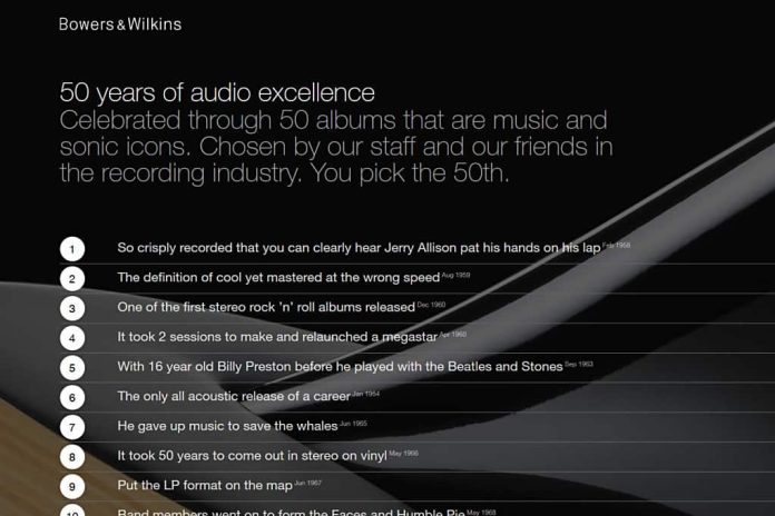 bowerswilkins Bowers & Wilins viert feest, onder meer met deze ultieme top-50