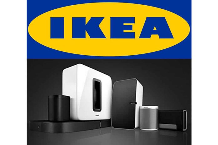 Ikea Sonos en IKEA werken samen aan iets op het vlak van geluid in huis (bron afbeelding IKEA-logo: https://commons.wikimedia.org/wiki/File:Ikea_logo.svg)