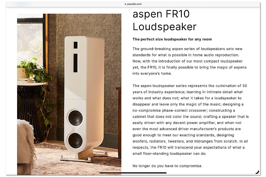 PS Audio aspen FR10 vloerstaander