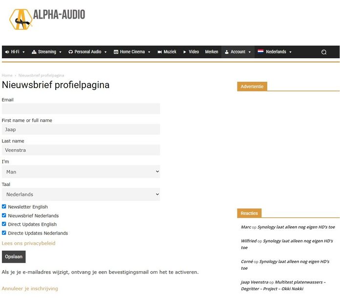 Profielpagina