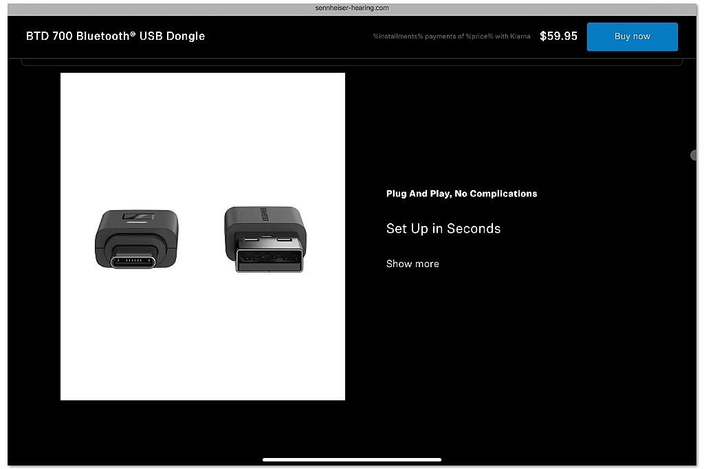 Sennheiser BTD 700 Bluetooth-dongle Sennheiser BTD 700 Bluetooth-dongle