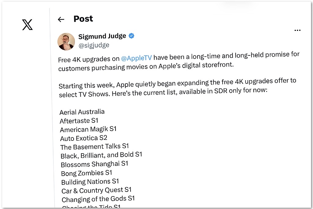 Apple levert gratis 4K-upgrade Apple levert gratis 4K-upgrade